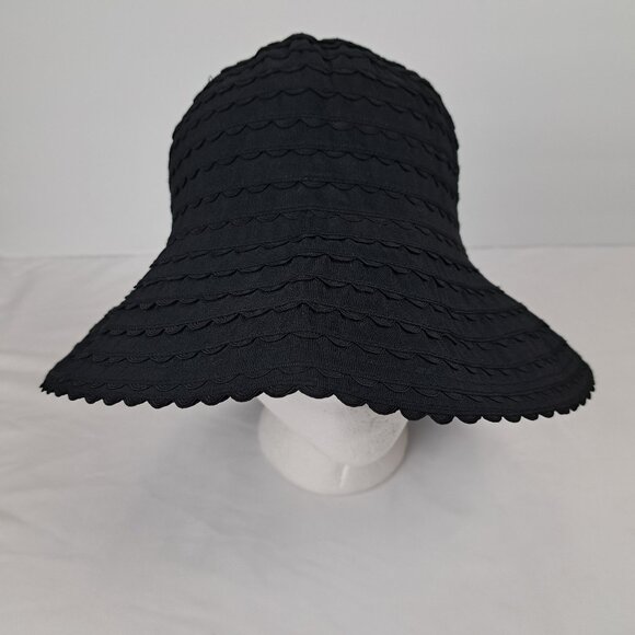 San Diego Hat Company Black Ribbon Braided Sun Hat Scalloped Edge - Picture 3 of 14